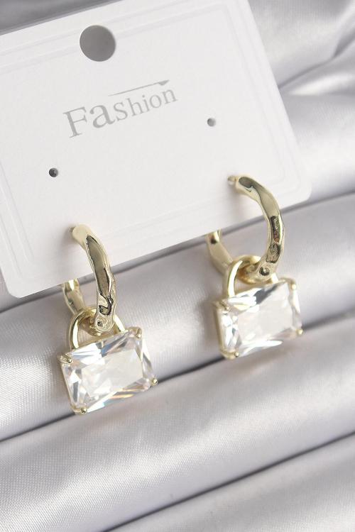 Zarif Kadın için Golden Pirinç Zirkonlu Çanta Küpe