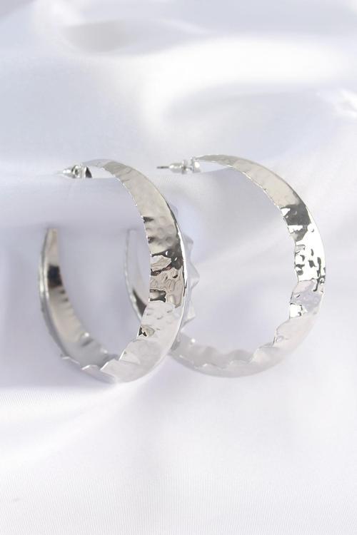 Zarif Kadın için Silver Pirinç Yaprak İşli Halka Küpe