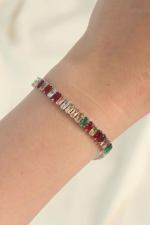 Zarif Kadın için Silver Çelik Renkli Su Yolu Stil Bileklik