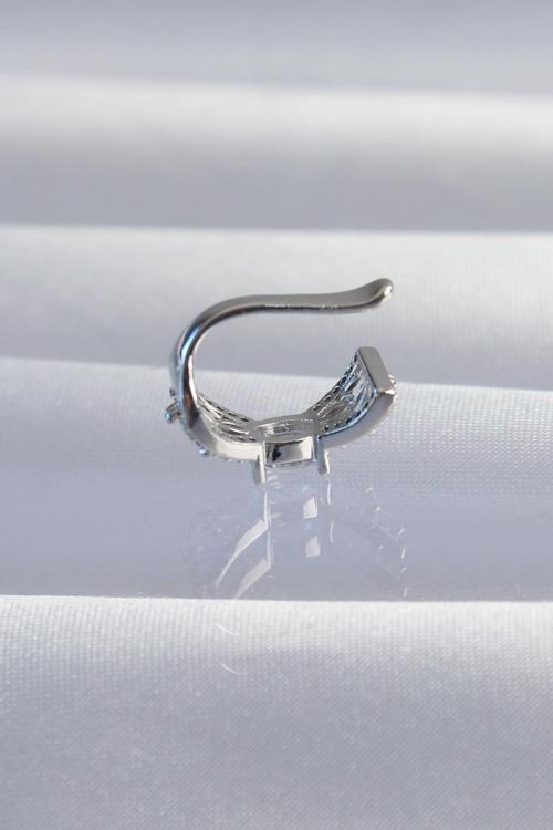 Zarif Kadın için Silver Pirinç Zirkonlu Earcuff Küpe
