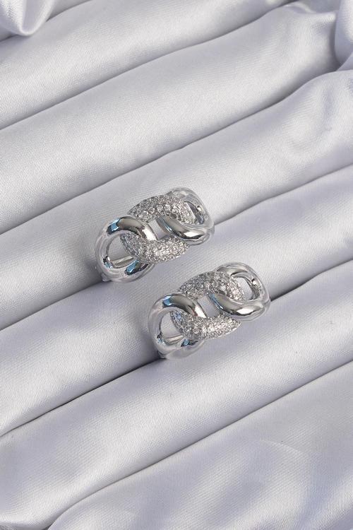 Zarif Kadın için Silver Pirinç Zirkonlu Samanyolu Küpe