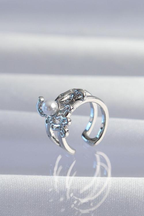 Zarif Kadın için Silver Pirinç İncili Ahtapot Earcuff Küpe