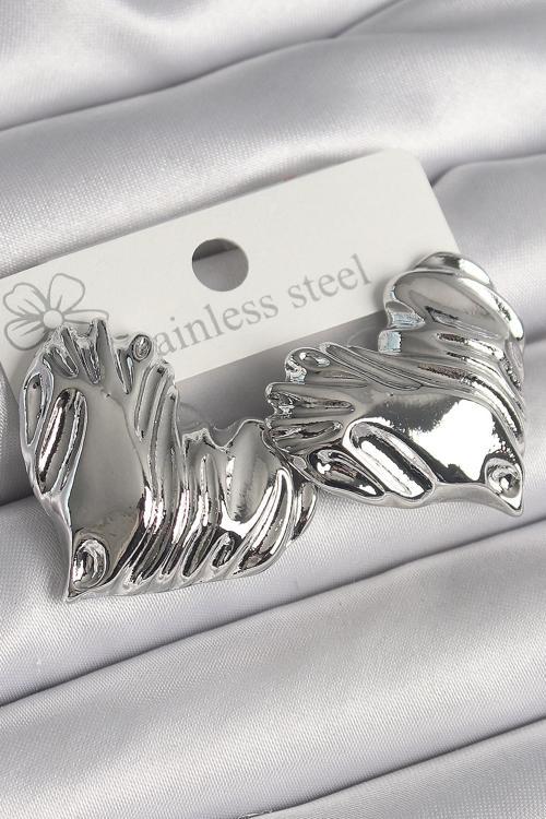 Zarif Kadın için Silver Pirinç İşli Kalp Biçimli Küpe