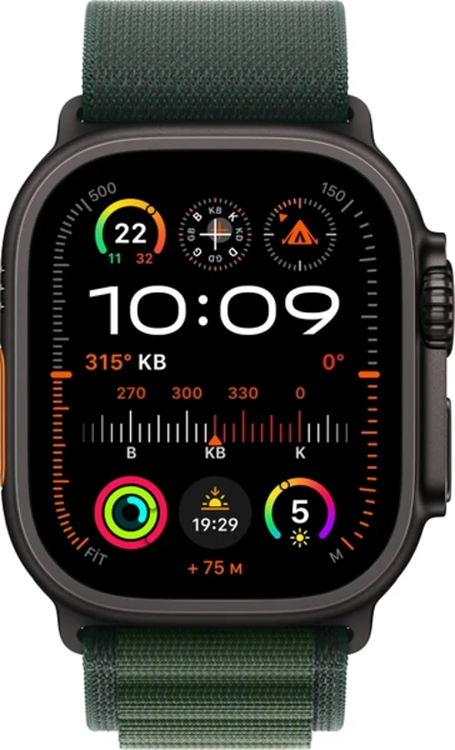Watch Ultra 2 GPS + Cellular 49mm Siyah Titanyum Kasa + Koyu Yeşil Alpine Loop - Small (Apple Türkiye Garantili)