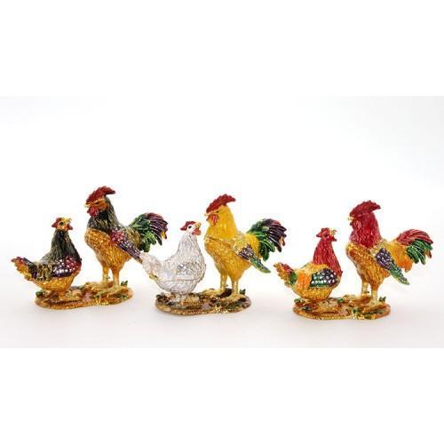 Büro Ev Ofis Dekoru için 2PARÇA Lüks Taşlı Tavuk Objesi Seti