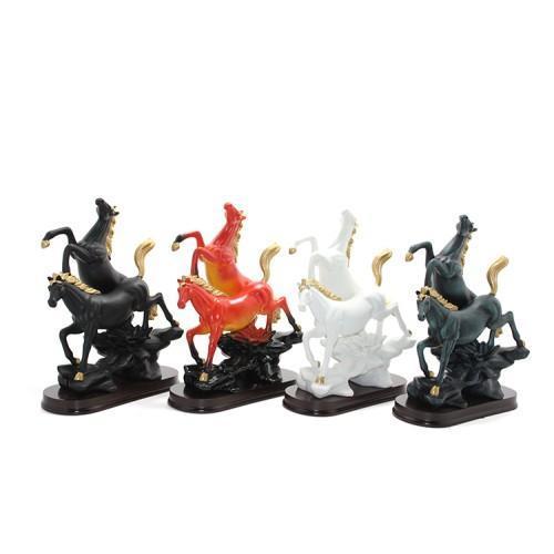 Büro Ev Ofis Dekoru için 2PARÇA Polyester Şahlanmış At Figürü Seti