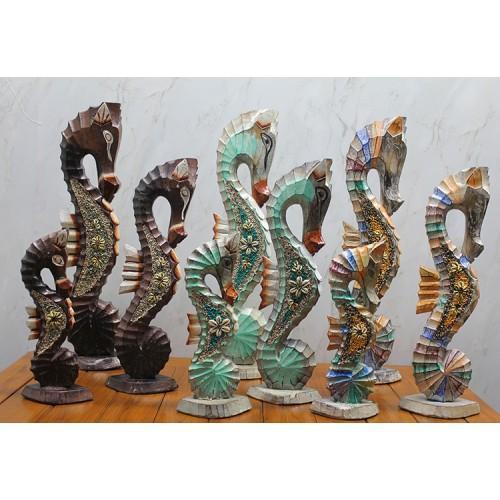 Büro Ev Ofis Dekoru için 3PARÇA Ahşap Denizatı Kumlu Objesi Seti