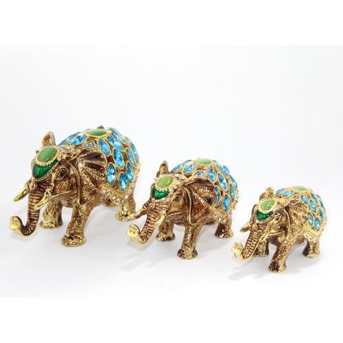 Büro Ev Ofis Dekoru için 3PARÇA Lüks Taşlı Fil Objeleri Seti