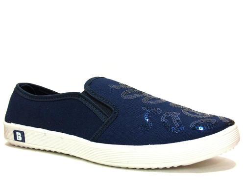 Lacivert Pullu Bağcıksız Anatomik Comfort Sneaker Babet