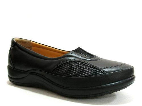 Siyah Hakiki Deri Jelli Ortopedik Comfort Bayan Ayakkabı