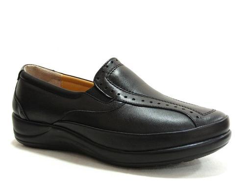 Siyah Hakiki Deri Jelli Ortopedik Comfort Bayan Ayakkabı