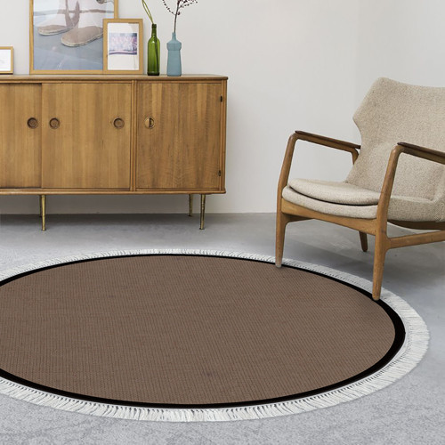 Kaymaz Taban Djt Banyo Mutfak Salon Halı Star Pamuk Saçaklı Yuvarlak Dokuma Desen E5001