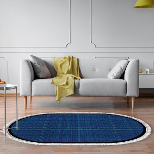 Kaymaz Taban Djt Banyo Mutfak Salon Halı  Trend Saçaklı Oval Dokuma Desen E5007