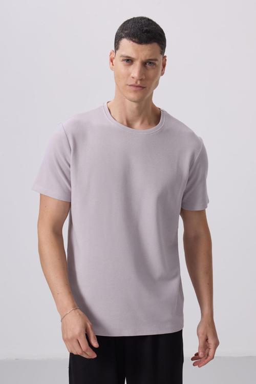 Taş Yüzeyi Dokulu Rahat Form Basic Erkek T-Shirt - 88436