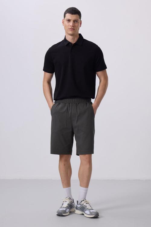 Antrasit Standart Fit Dokuma Hafif Esnek Chino Şort - 81290