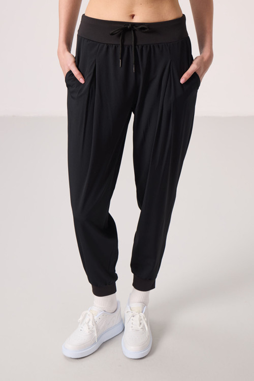 Siyah Polyester Cepli Standart Kalıp Kadın Pantolon - 94677