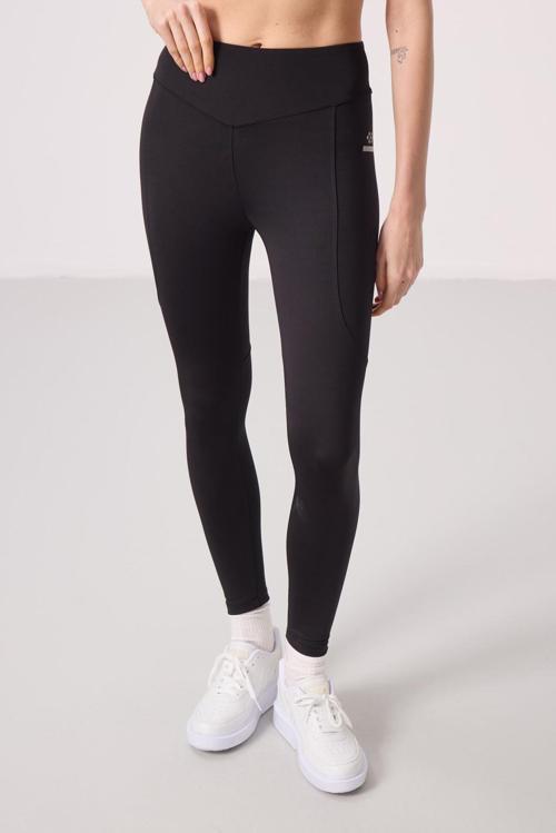 Siyah Polyester Standart Fit Esnek Performans Kadın Tayt - 94666