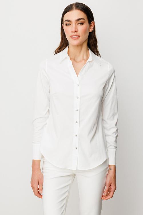 Kadın Düğmeli Poplin Gömlek 3006 Ekru