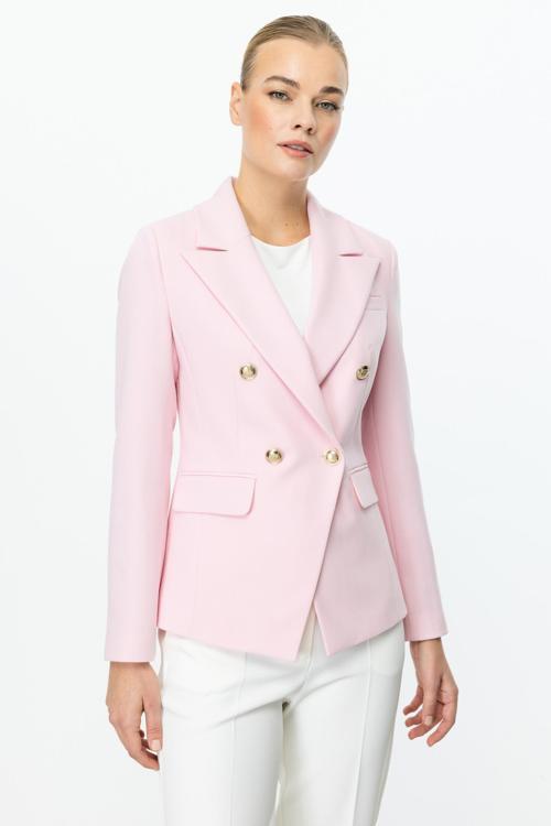 Kadın Kruvaze Yaka Kapak Cepli Ceket 4002 Pembe