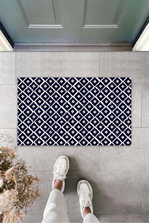 Büro Ev Ofis için 70x45CM Siyah Minik Kare Motif Dış Kapı Önü Paspası