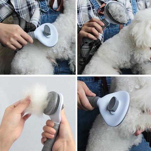 Büro Ev Evcil Hayvanı için Oto Tuşlu Yumuşak Uçlu Kedi Köpek Fırça Tarağı