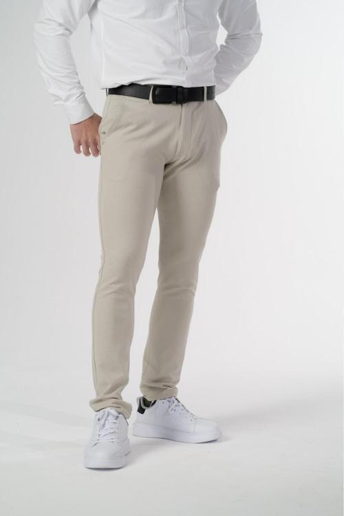 Esnek Kumaş Slim Fit Chino Erkek Pantolon Krem