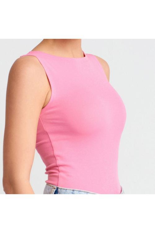 Kayık Yaka Kolsuz Basic Body