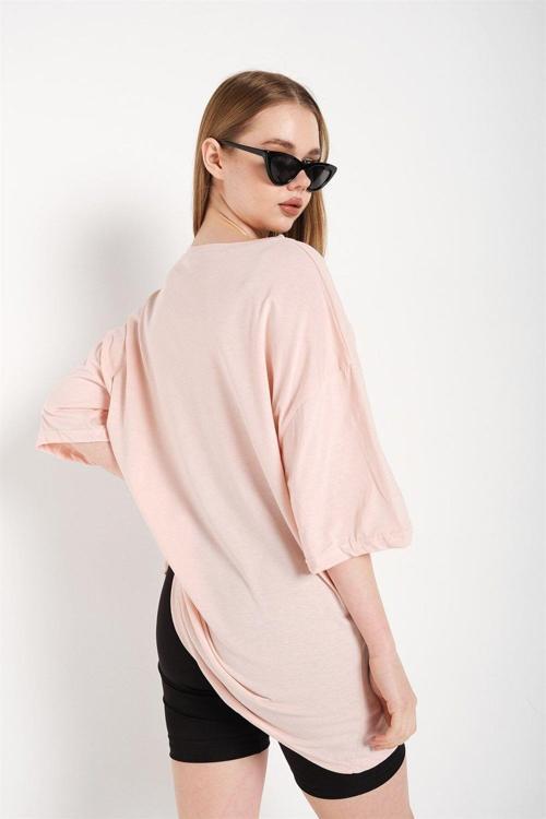 Unısex Düz Renk Basic Oversize Pamuklu Örme Kısa Kollu Bol Kalıp Tshirt