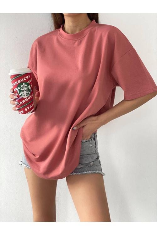 Sana Özel Kadın Oversize Somon T-Shirt
