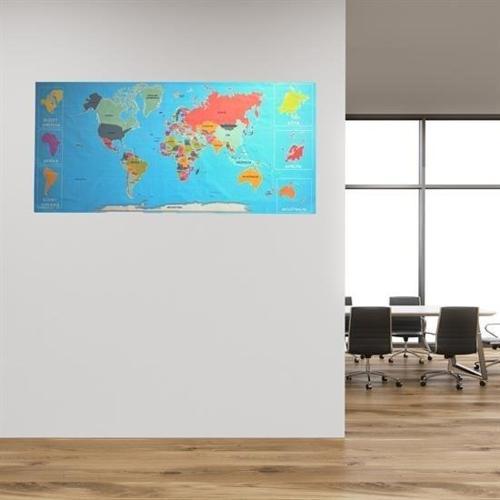 Büro Ev Dekoru için 118x568CM Manyetik Tutunan Atlas Dünya Haritası Duvar Süsü Stickerı