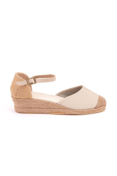 Gerçek Elişi Bej Hasır Jüt Bantlı Günlük Kadın Espadril Handmade