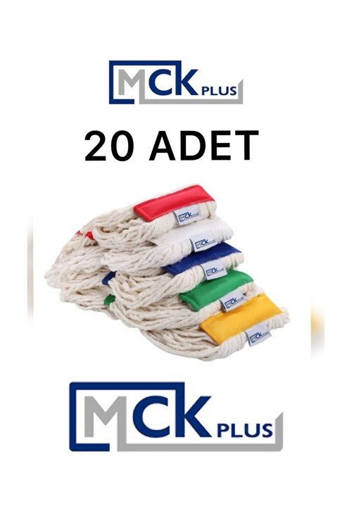 Islak Saçaklı Temizlik Arabası Dar Mop 350 Gr Mop Yedeği Ekstra Karbeyaz Mop (20'Li Paket)