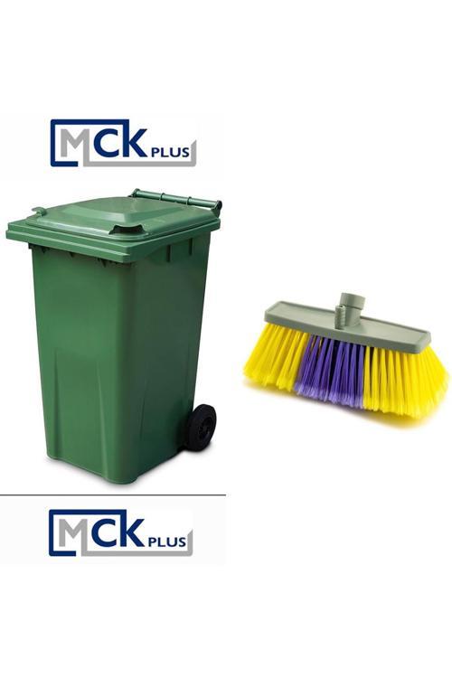 Fırçalı Yeşil Plastik Çöp Konteyneri Takımı 240 Litre Konteyner - Isıya Dayanıklı Malzeme - Yeşil