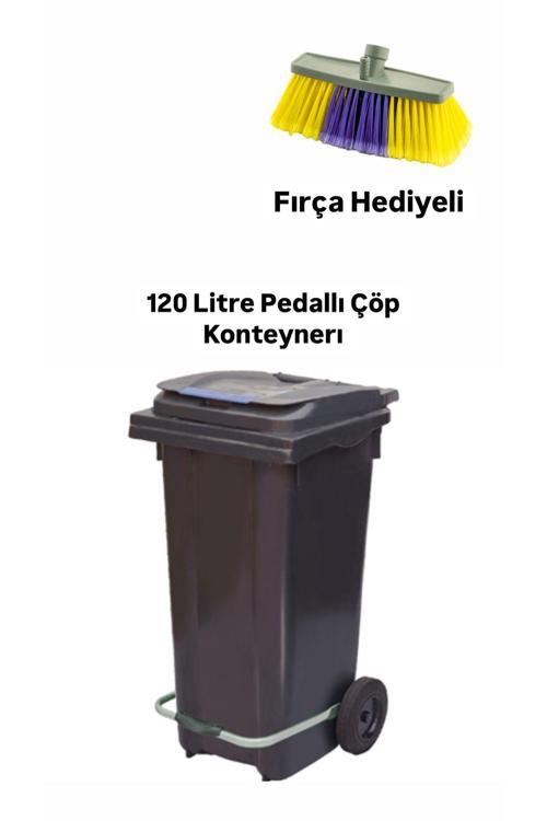 Siyah Plastik Metal Pedallı Çöp Konteyneri 120 Litre Konteyner - Isıya Dayanıklı Malzeme - Siyah
