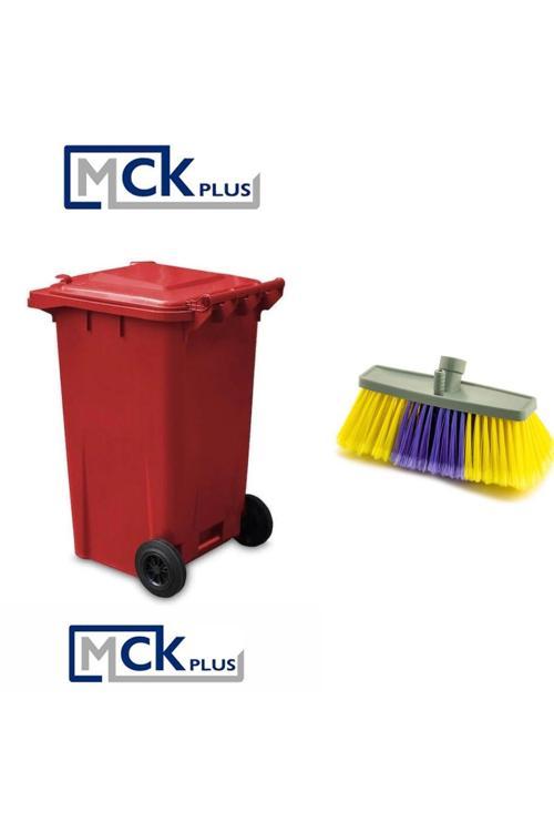 Fırçalı Kırmızı Plastik Çöp Konteyneri Takımı 240 Litre Konteyner - Isıya Dayanıklı Malzeme - Kırmız