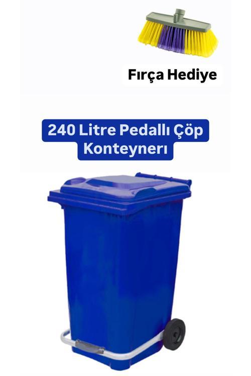 Mavi Plastik Metal Pedallı Çöp Konteyneri 240 Litre Konteyner - Isıya Dayanıklı Malzeme - Mavi