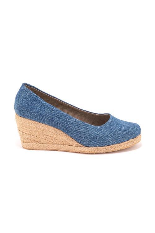 Gerçek Elişi Kot Espadril Dolgu Topuk Handmade