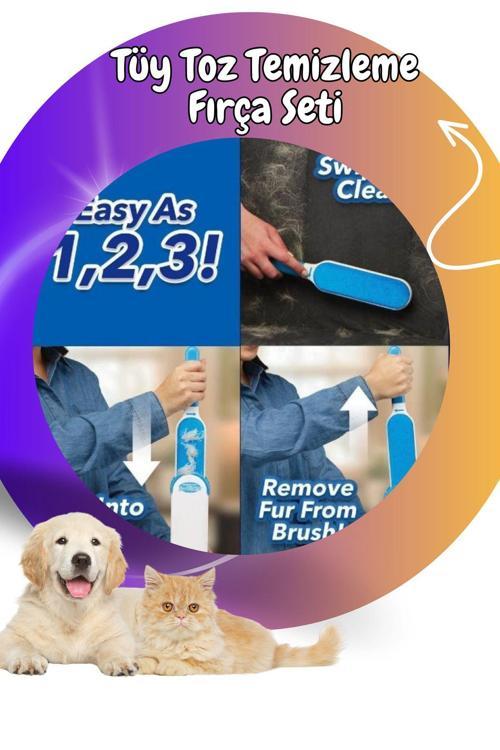 Kedi Köpek Tüy Toz Temizleme Fırça Seti