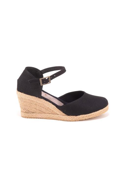 Gerçek Elişi Bilekten Bantlı Topuğu Açık Keten Espadril Dolgu Topuk Handmade