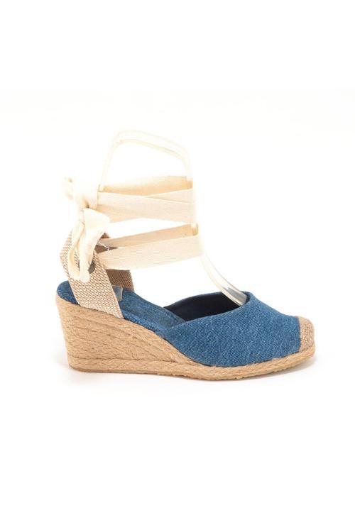 Gerçek Elişi Ipli Espadril Dolgu Topuk Keten Espadril Handmade
