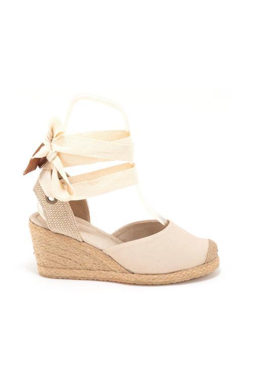 Gerçek Elişi Ipli Espadril Dolgu Topuk Keten Espadril Handmade