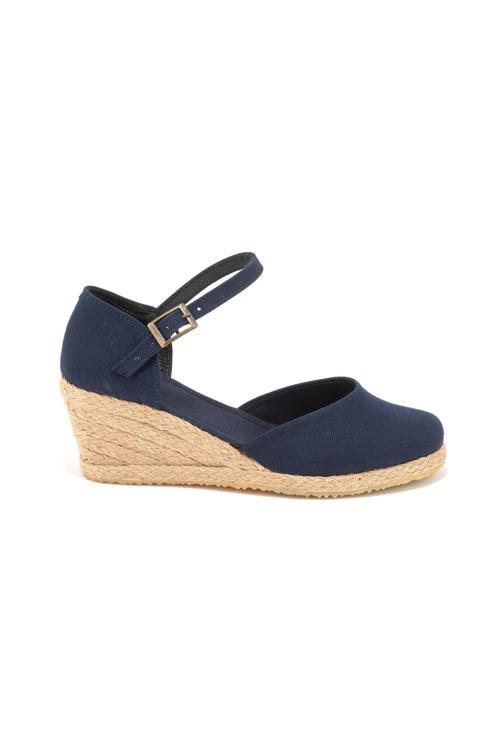 Gerçek Elişi Topuğu Kapalı Bilekten Bantlı Keten Espadril Dolgu Topuk Handmade