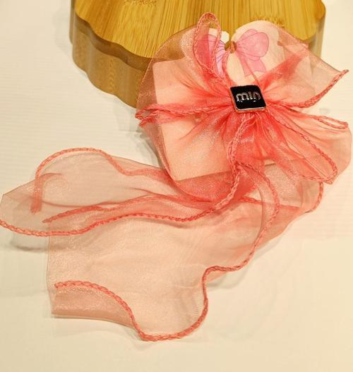 Lüks Açık Pembe Gösterişli Tül Fiyonk Klips Toka