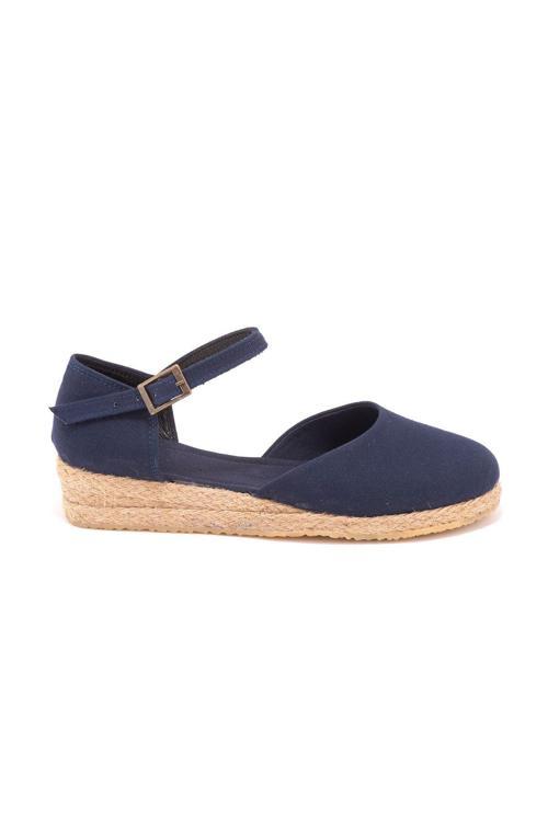 Gerçek Elişi Hasır 3cm Topuklu Bantlı Günlük Kadın Espadril Handmade