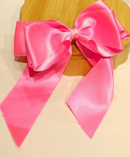 Lüks Pembe Gösterişli Saten Fiyonk Klips Toka