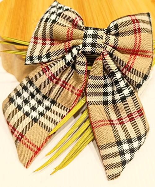 Lüks Ekose Desenli Gösterişli Fiyonk Klips Toka