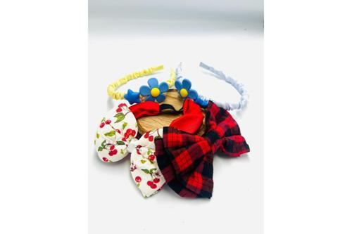 Renkli Desenli Taç Toka Bandana Set