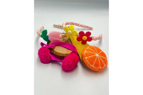 Renkli Desenli Taç Toka Bandana Set