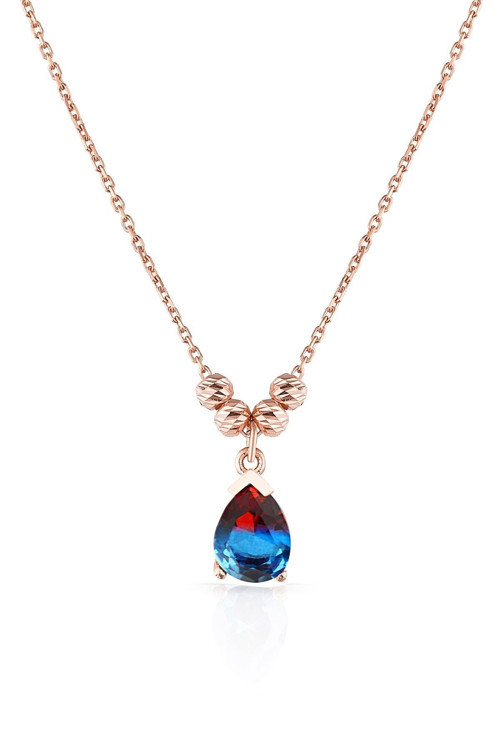Azuris 925 Ayar Gümüş Dorika Toplu Damla Turmalin Kolye