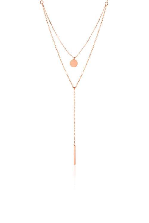 Azuris 925 Ayar Gümüş Uzun Ikili Kolye-Tk